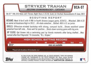 2012 Bowman Draft Picks & Prospects - Chrome Draft Pick Autographs #BCA-ST Stryker Trahan Back