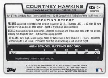 2012 Bowman Draft Picks & Prospects - Chrome Draft Pick Autographs Refractors #BCA-CH Courtney Hawkins Back