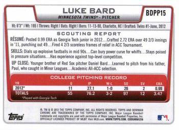 2012 Bowman Draft Picks & Prospects - Chrome Draft Picks #BDPP15 Luke Bard Back