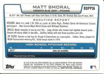 2012 Bowman Draft Picks & Prospects - Chrome Draft Picks #BDPP36 Matt Smoral Back