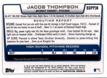 2012 Bowman Draft Picks & Prospects - Chrome Draft Picks #BDPP38 Jacob Thompson Back