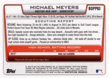 2012 Bowman Draft Picks & Prospects - Chrome Draft Picks #BDPP83 Michael Meyers Back