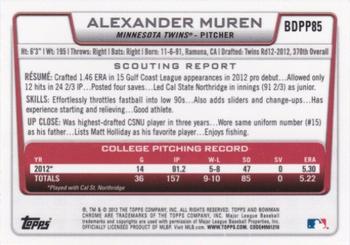 2012 Bowman Draft Picks & Prospects - Chrome Draft Picks #BDPP85 Alexander Muren Back