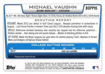 2012 Bowman Draft Picks & Prospects - Chrome Draft Picks #BDPP95 Michael Vaughn Back