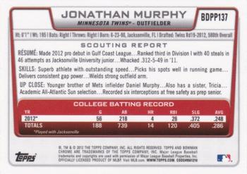 2012 Bowman Draft Picks & Prospects - Chrome Draft Picks #BDPP137 Jonathan Murphy Back