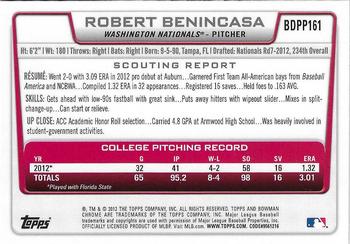 2012 Bowman Draft Picks & Prospects - Chrome Draft Picks #BDPP161 Robert Benincasa Back