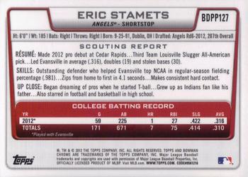 2012 Bowman Draft Picks & Prospects - Chrome Draft Picks #BDPP127 Eric Stamets Back