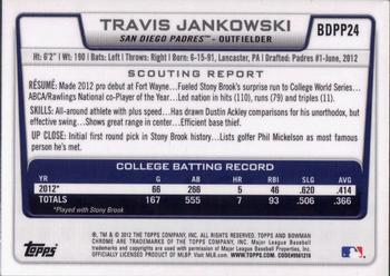 2012 Bowman Draft Picks & Prospects - Chrome Draft Picks #BDPP24 Travis Jankowski Back
