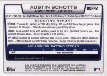 2012 Bowman Draft Picks & Prospects - Chrome Draft Picks #BDPP51 Austin Schotts Back