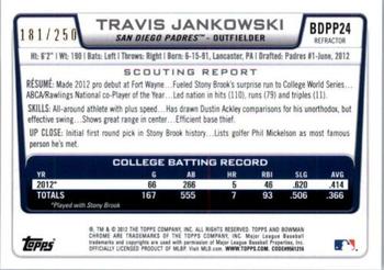 2012 Bowman Draft Picks & Prospects - Chrome Draft Picks Blue Refractors #BDPP24 Travis Jankowski Back