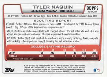 2012 Bowman Draft Picks & Prospects - Chrome Draft Picks Refractors #BDPP9 Tyler Naquin Back