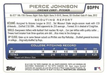 2012 Bowman Draft Picks & Prospects - Draft Picks #BDPP4 Pierce Johnson Back