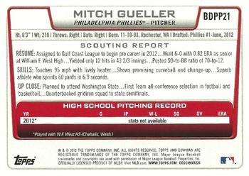 2012 Bowman Draft Picks & Prospects - Draft Picks #BDPP21 Mitch Gueller Back