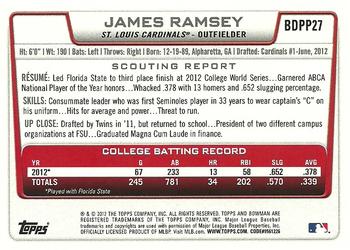 2012 Bowman Draft Picks & Prospects - Draft Picks #BDPP27 James Ramsey Back