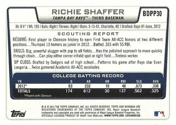 2012 Bowman Draft Picks & Prospects - Draft Picks #BDPP30 Richie Shaffer Back
