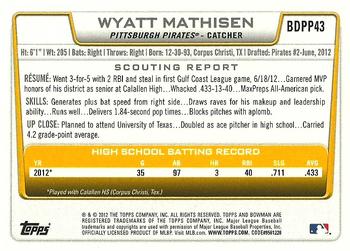 2012 Bowman Draft Picks & Prospects - Draft Picks #BDPP43 Wyatt Mathisen Back