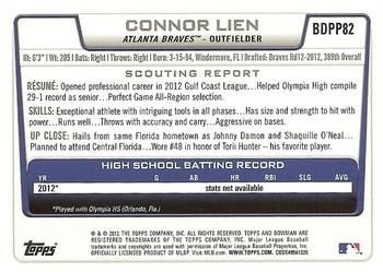 2012 Bowman Draft Picks & Prospects - Draft Picks #BDPP82 Connor Lien Back