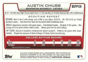 2012 Bowman Draft Picks & Prospects - Draft Picks #BDPP139 Austin Chubb Back