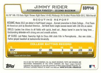 2012 Bowman Draft Picks & Prospects - Draft Picks #BDPP146 Jimmy Rider Back