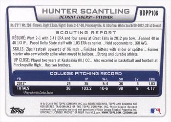 2012 Bowman Draft Picks & Prospects - Draft Picks #BDPP106 Hunter Scantling Back