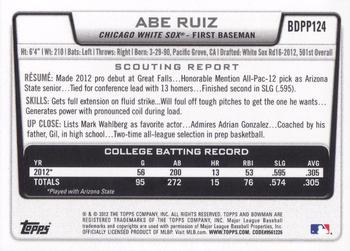 2012 Bowman Draft Picks & Prospects - Draft Picks #BDPP124 Abe Ruiz Back