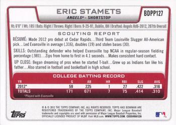 2012 Bowman Draft Picks & Prospects - Draft Picks #BDPP127 Eric Stamets Back