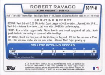 2012 Bowman Draft Picks & Prospects - Draft Picks #BDPP141 Robert Ravago Back