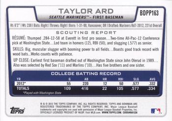 2012 Bowman Draft Picks & Prospects - Draft Picks #BDPP163 Taylor Ard Back