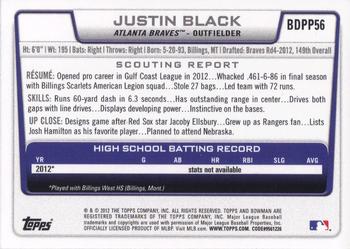 2012 Bowman Draft Picks & Prospects - Draft Picks #BDPP56 Justin Black Back
