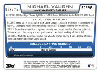 2012 Bowman Draft Picks & Prospects - Draft Picks Orange #BDPP95 Michael Vaughn Back
