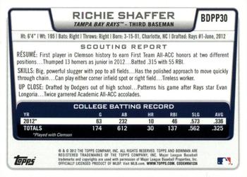 2012 Bowman Draft Picks & Prospects - Draft Picks Silver Ice #BDPP30 Richie Shaffer Back