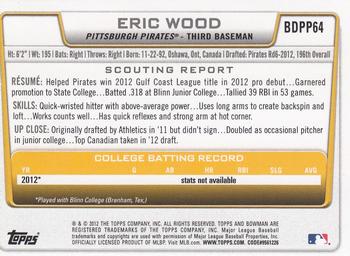 2012 Bowman Draft Picks & Prospects - Draft Picks Silver Ice #BDPP64 Eric Wood Back