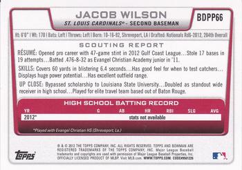 2012 Bowman Draft Picks & Prospects - Draft Picks Silver Ice #BDPP66 Jacob Wilson Back