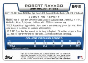 2012 Bowman Draft Picks & Prospects - Draft Picks Silver Ice #BDPP141 Robert Ravago Back