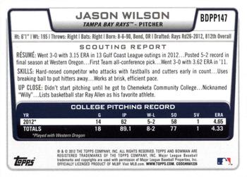 2012 Bowman Draft Picks & Prospects - Draft Picks Silver Ice #BDPP147 Jason Wilson Back