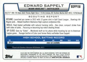 2012 Bowman Draft Picks & Prospects - Draft Picks Silver Ice #BDPP158 Edward Sappelt Back