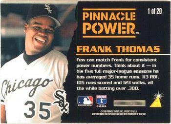 1996 Pinnacle - Pinnacle Power #1 Frank Thomas Back