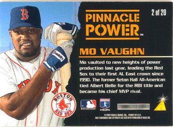 1996 Pinnacle - Pinnacle Power #2 Mo Vaughn Back