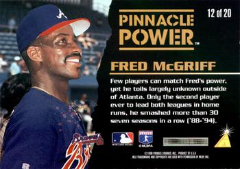 1996 Pinnacle - Pinnacle Power #12 Fred McGriff Back