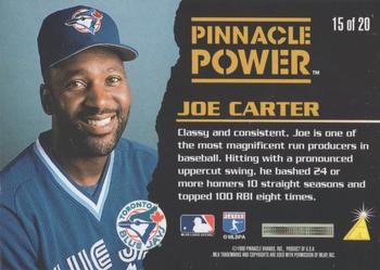1996 Pinnacle - Pinnacle Power #15 Joe Carter Back