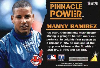 1996 Pinnacle - Pinnacle Power #16 Manny Ramirez Back