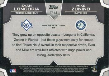 2012 Bowman Draft Picks & Prospects - Dual Top 10 Picks #TP-LZ Evan Longoria / Mike Zunino Back
