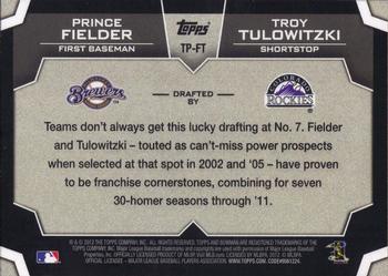 2012 Bowman Draft Picks & Prospects - Dual Top 10 Picks #TP-FT Prince Fielder / Troy Tulowitzki Back