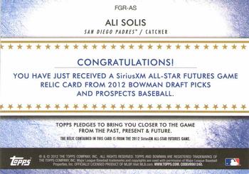 2012 Bowman Draft Picks & Prospects - Futures Game Relics #FGR-AS Ali Solis Back