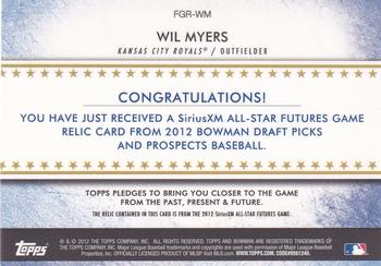 2012 Bowman Draft Picks & Prospects - Futures Game Relics #FGR-WM Wil Myers Back