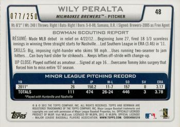 2012 Bowman Draft Picks & Prospects - Orange #48 Wily Peralta Back
