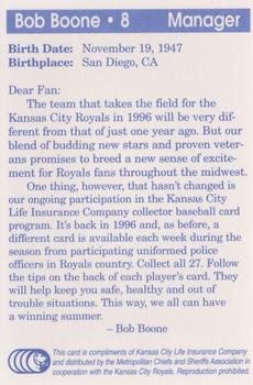 1996 Kansas City Royals Police #NNO Bob Boone Back