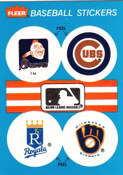 1989 Fleer - Team Stickers #NNO MLB: Atlanta Braves / Chicago Cubs / Kansas City Royals / Milwaukee Brewers Front