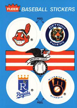 1989 Fleer - Team Stickers #NNO AL: Cleveland Indians / Detroit Tigers / Kansas City Royals / Milwaukee Brewers Front