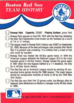 1989 Fleer - Team Stickers #NNO MLB: Baltimore Orioles / Boston Red Sox / Cincinnati Reds / Houston Astros Back